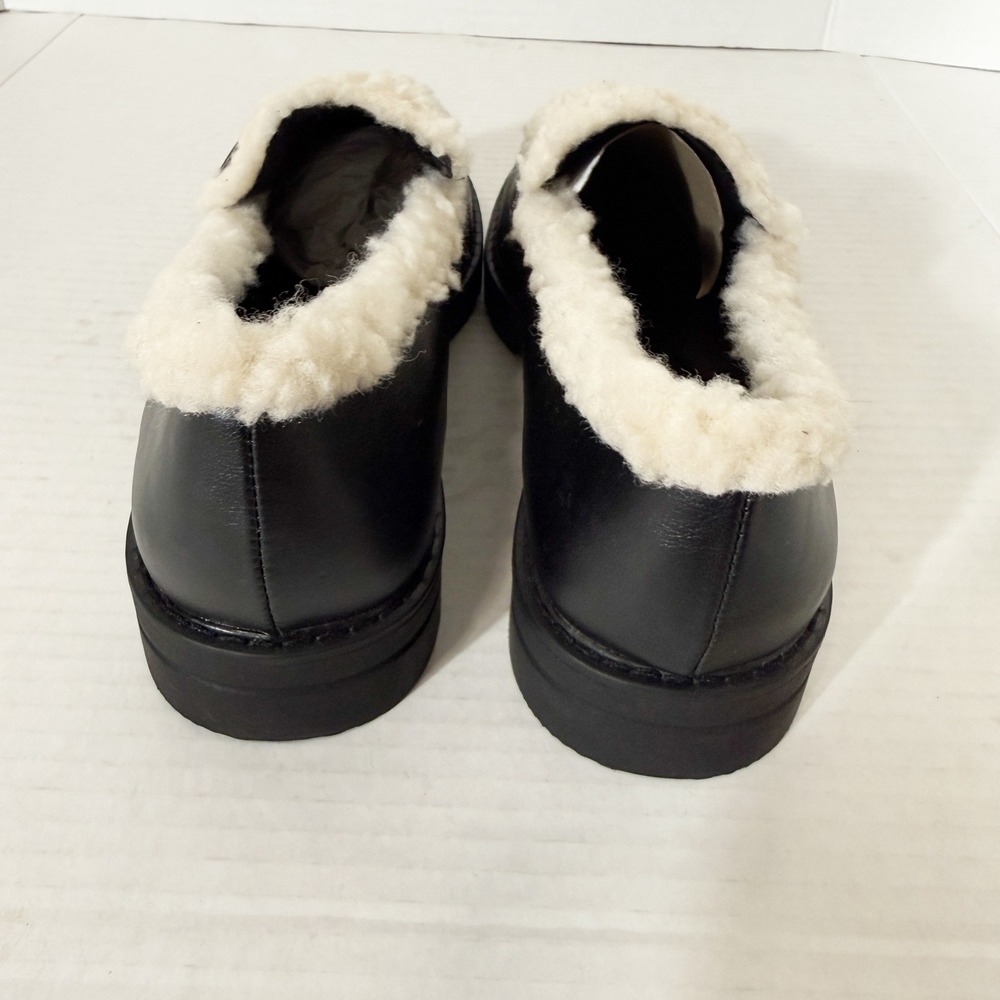 JustFab Leli Womens Black Cream Sherpa Chunky Platform Lug Sole Loafer Size 8 - Picture 6 of 8